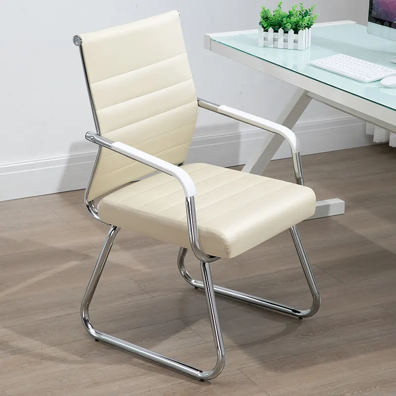 Chaise de bureau en cuir blanc de luxe ergonomique moderne de haute qualité