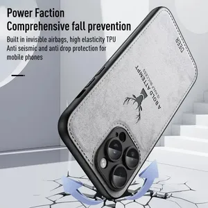 Lüks geyik kafası bez desen iPhone için kılıf 15 14 13 16 Pro X XS Max 7 8 artı darbeye yumuşak geri kabuk kapak - Product Image 3