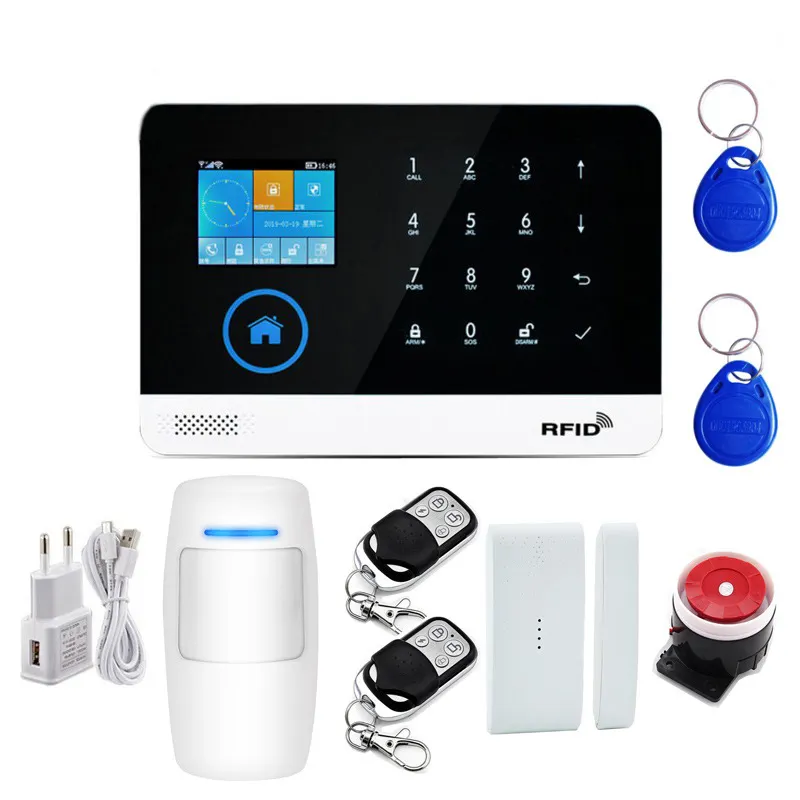 Sistema de seguridad inteligente para el hogar, Kit de alarma antirrobo Tuya, Wifi, GSM, con sirena para puerta y Sensor de movimiento PIR