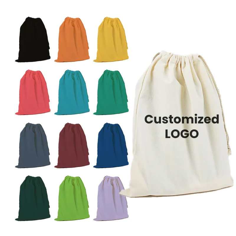 Wholesale Eco Friendly Small Pouch Printing Jewelry Pink Polyester Canvas Cotton Drawstring Bag With Custom Logo