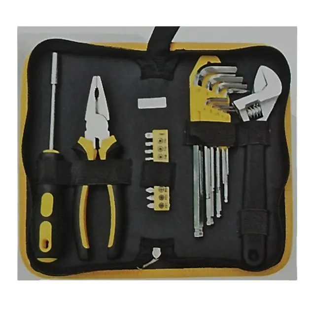 Juego de herramientas combinadas para el hogar de 23 piezas personalizable OEM y ODM empaquetado en estuche blando