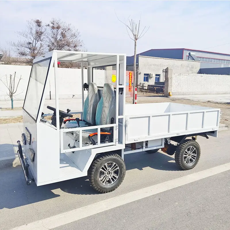 Electric four-wheel cab with shed farm transfer horse cow and chicken manure material handling truck Storage handling truck