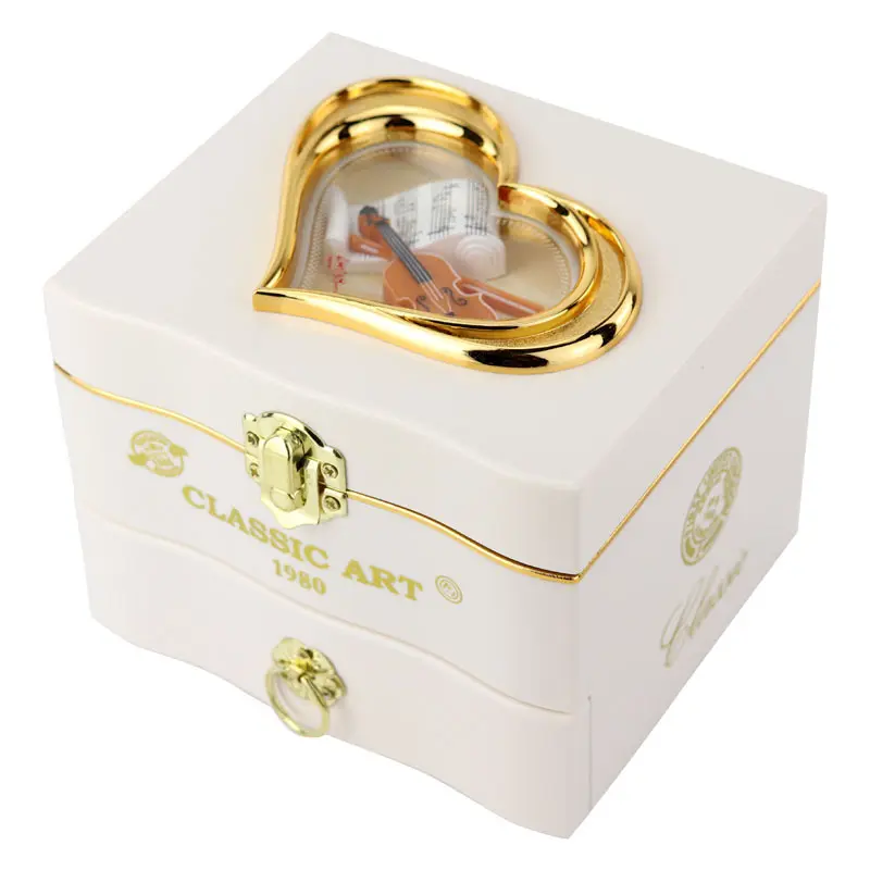 Classic Nostalgic Custom Ballerina Wooden Music Box Hand Crank Ballerina Jewelry Romantic Music Box
