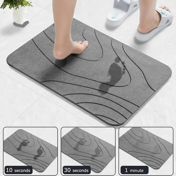 Tapis de bain en pierre Tapis de douche en terre de diatomées personnalisé Tapis de bain en pierre de diatomite à séchage rapide super absorbant antidérapant