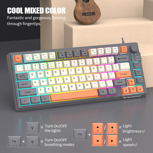 XUNSVFOX K81 Game <strong>Keyboard</strong> 81keys <strong>Multimedia</strong> <strong>Function</strong> Mixed Color Light Effect Wired <strong>Keyboard</strong> - Product Image 4