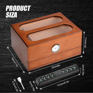 Handcrafted Desktop <strong>Humidor</strong> That Can Hold 20-35 Cigars Humidifier and Accessory Drawers Cigar <strong>Humidor</strong> With Front Hygrometer - Product Image 4