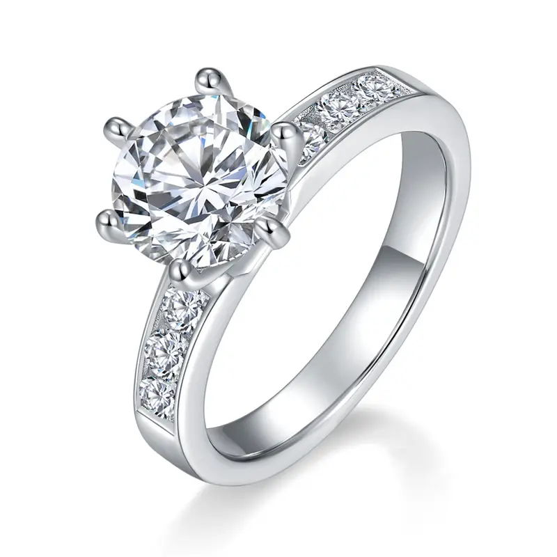 2 carati Moissanite Rings 6 Claw Lab creato Diamond Wedding Band 925 argento Non appannamento fidanzamento anelli di moda per le donne