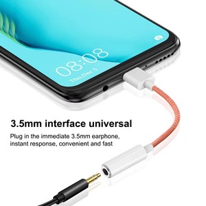 适用于手机的尼龙编织USB C至3.5毫米辅助适配器15 16 USB C至3.5插孔音频电缆转换器安卓耳机适配器 - Product Image 2