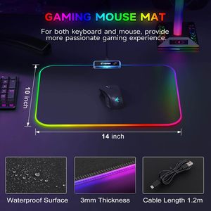 RGB Gaming Mouse Pad Pequeno Mousepad 340x245x3mm PC Gaming Acessórios LED Mouse Mat para Mesa Boy Presentes para Computador Gamer
