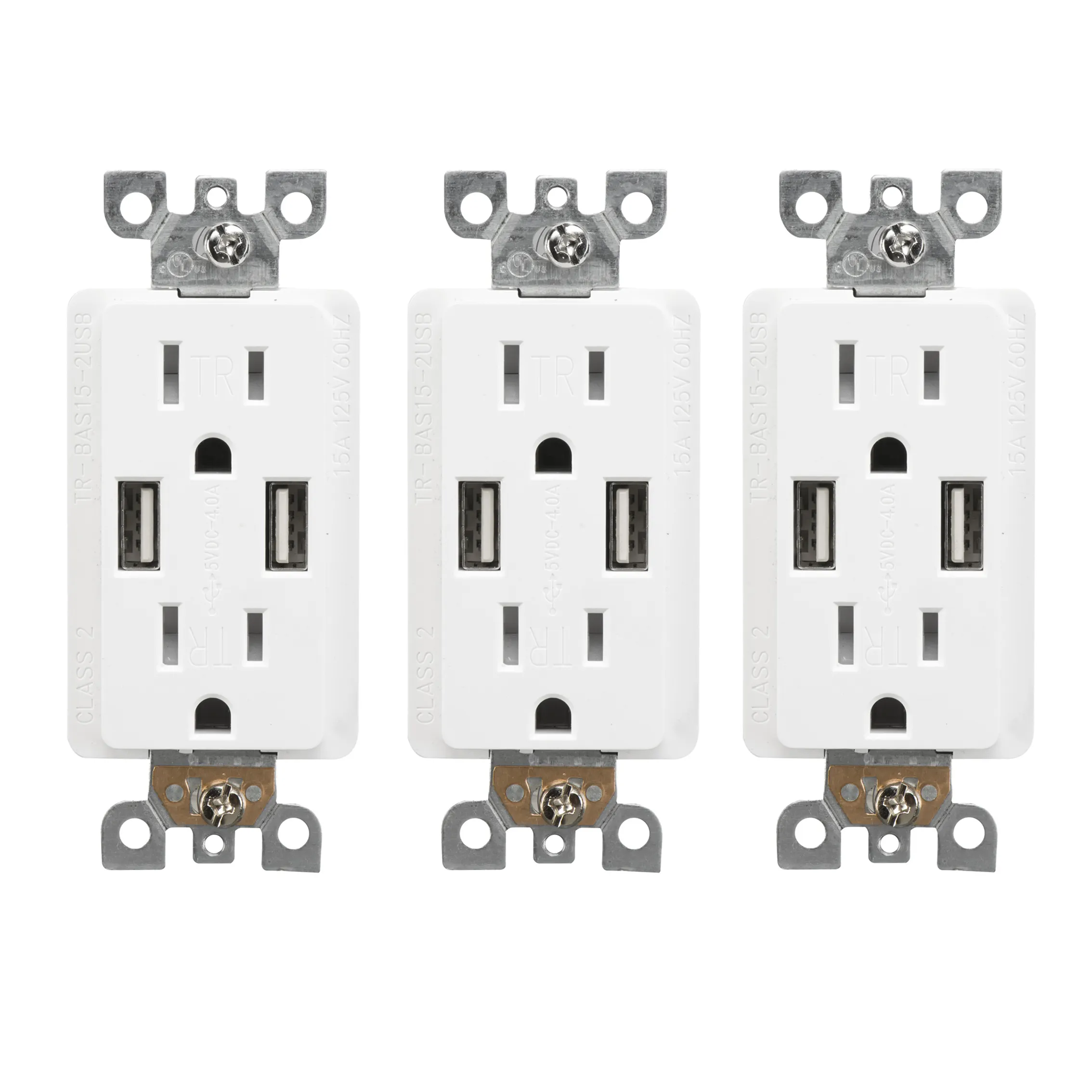 15-Amp spine usb presa di Ricarica Tamper Resistant Duplex Presa USB presa a muro socket vite piastra di copertura