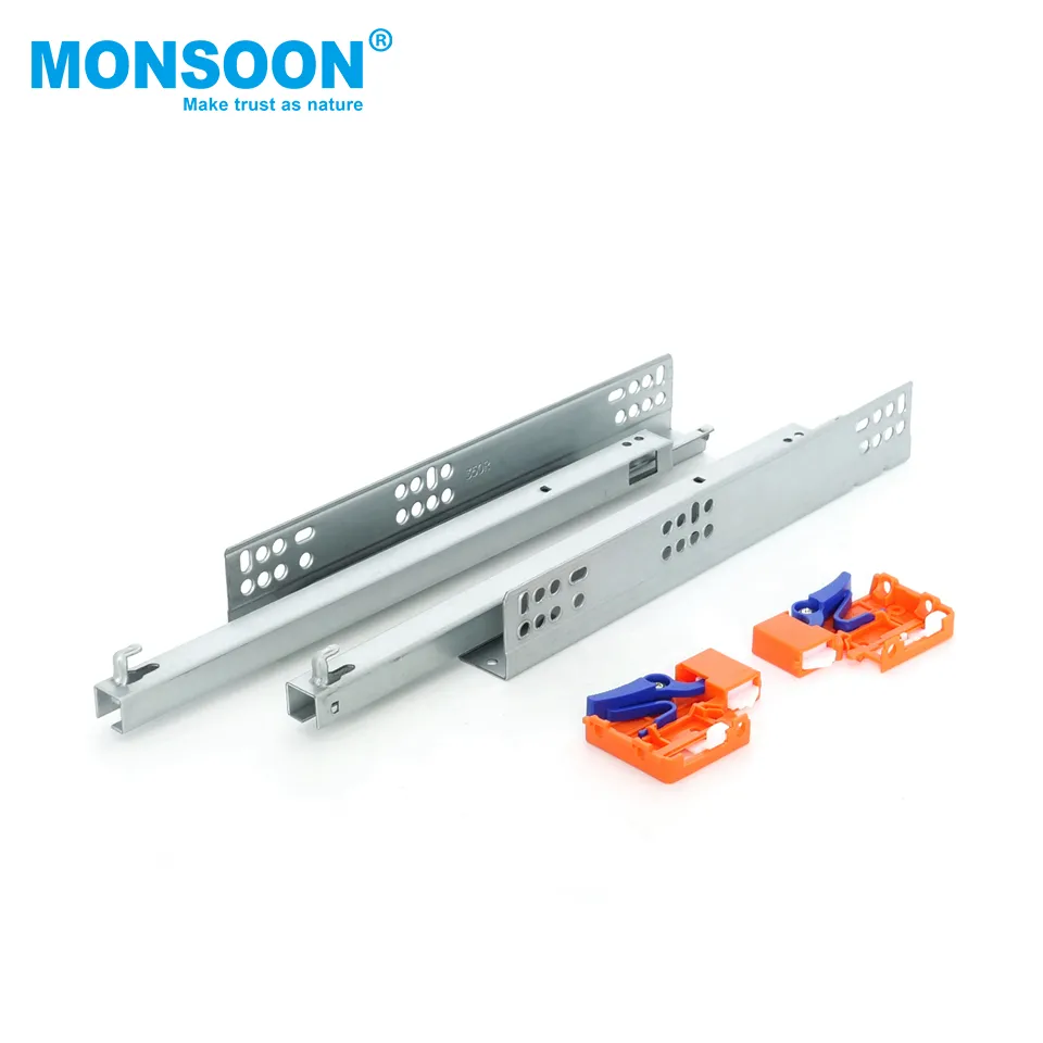Full extension push-open concealed slide with handles full extension undermount drawer slide kitchen drawer slide