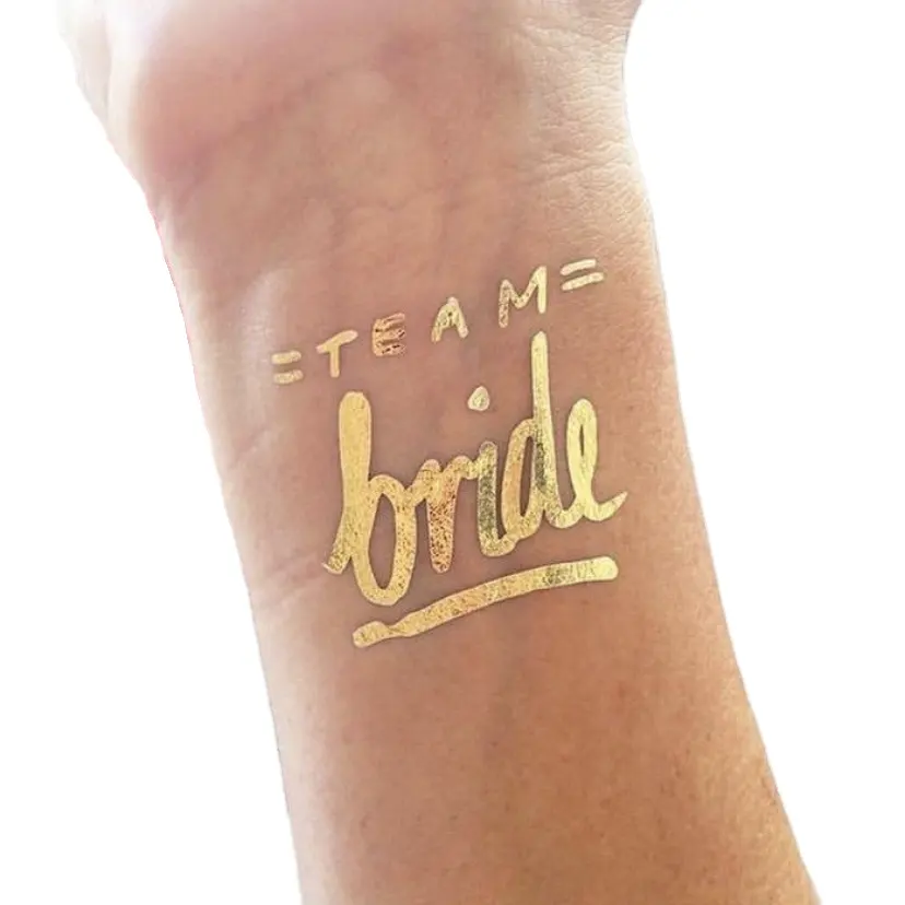 Adesivo per addio al celibato Flash personalizzato sposa per essere tatuaggio temporaneo del corpo adesivo per tatuaggi da sposa in oro rosa metallizzato