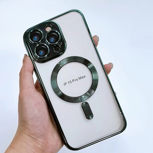 ソフトTPU磁気クリア携帯電話ケースiPhone15 14 13 Pro Max用ワイヤレス充電用ビッグカメラホールプロテクター付き