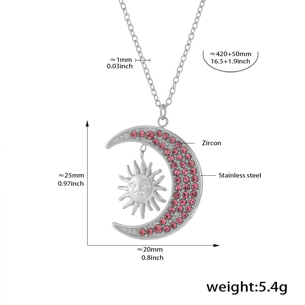 Steel powder zircon necklace 42+5cm