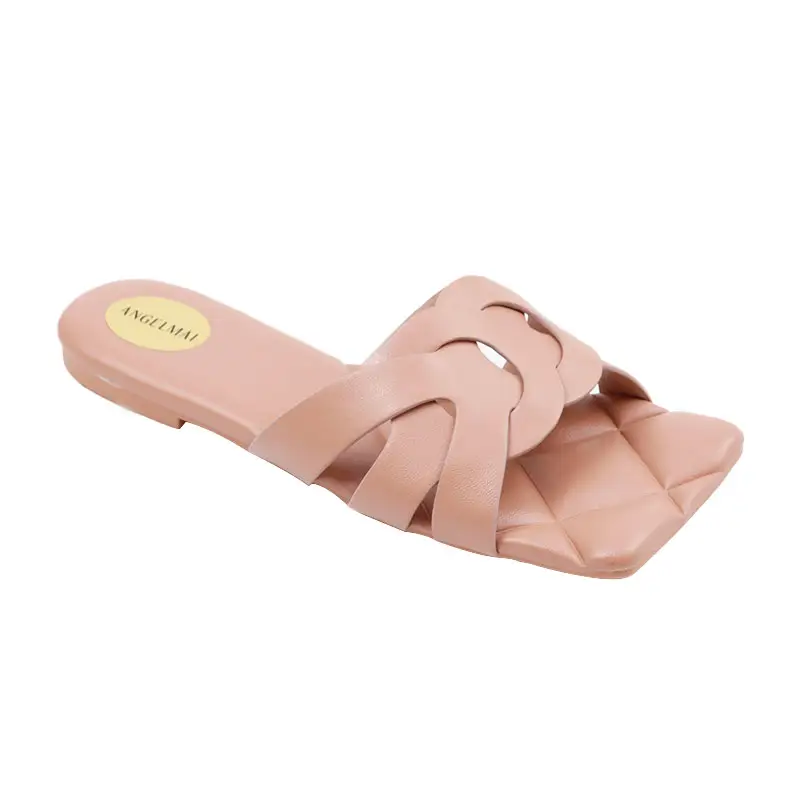 Sandales de plage confortables pour femmes, chaussures de styliste à bout carré, légères, pantoufles simples et à bas prix, de printemps, 2022