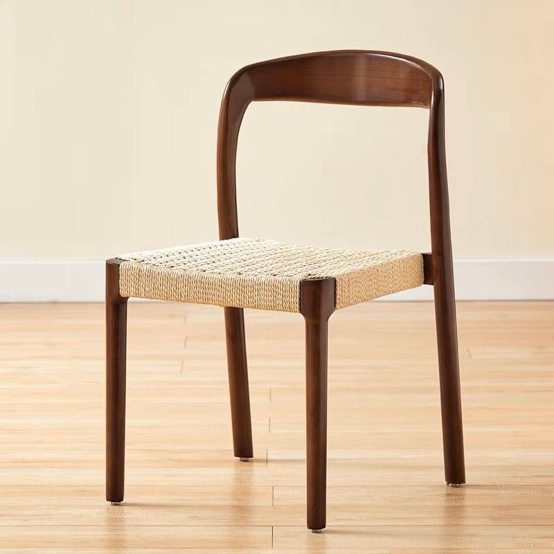 Coussin d'assise en corde tressée couleur noyer (bois d'hévéa)