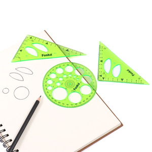 Foska đồ dùng học tập 5 gói đo lường kép trong suốt PVC nhựa 12 inch uốn cong Toán Học cai trị thiết lập cho sinh viên - Product Image 2