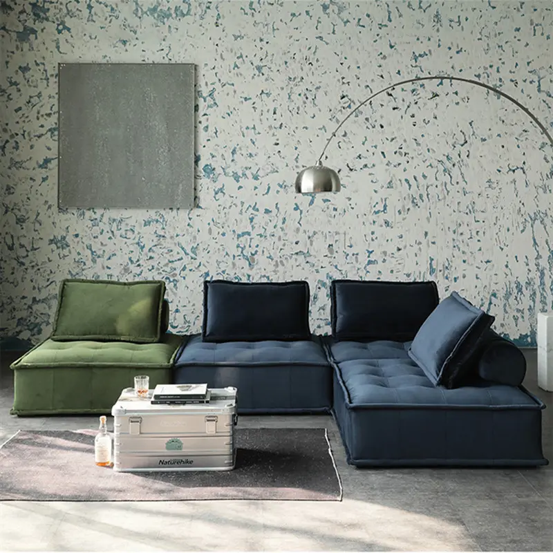 Italiano verde blu divano modulo combinato divano componibile modulare divano moderno in tessuto PU cubo Box per soggiorno Villa
