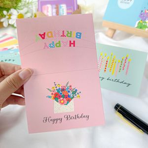 Yaratıcı Pop-Up mutlu doğum günü tebrik kartları Set özel durum için zarflar ve çıkartmalar ile renkli tasarım tebrik kartı - Product Image 5