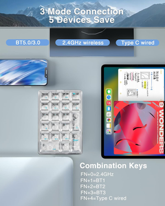 AMZ Hot Sale AULA F21 21Keys Transparent Mini <strong>Numeric</strong> <strong>Keyboard</strong> Membrane Operation Tri-Mode Number Pad Hot Swappable Backlight - Product Image 4