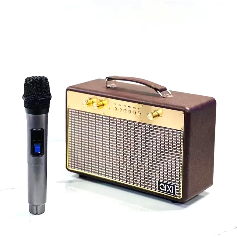 Máquinas de karaoke para adultos, altavoz inalámbrico con bluetooth, micrófono de madera, portátil, para cantar al aire libre