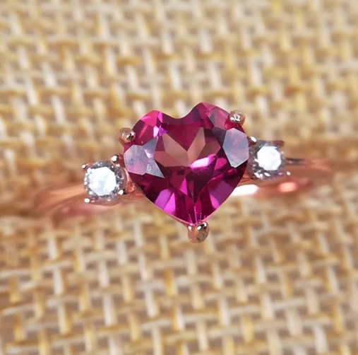 Anillo de topacio rosa natural estilo 8