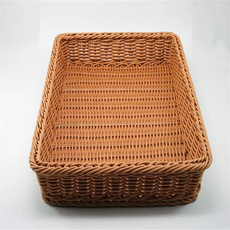 Customs handmade popular rectangle Grocery fruit basket rattan basket for storage