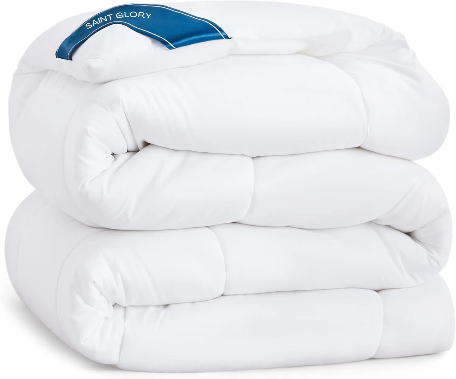 Down selimut ukuran kustom warna putih, selimut quilt semua musim Queen dengan tab sudut sisipan selimut ukuran Queen