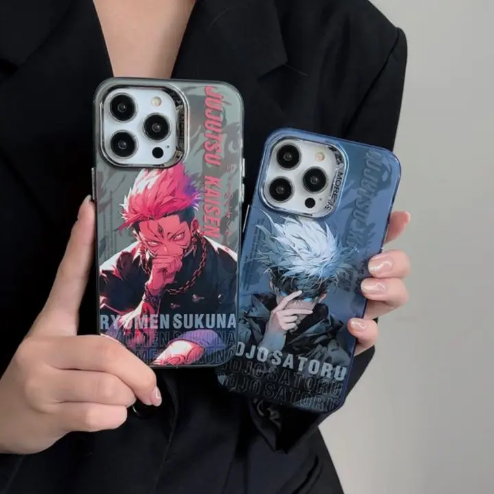 Casing ponsel kartun lucu Anime Jujutsu kassen cetak TPU PC penutup belakang untuk iPhone 15 pro max 14 13 12 11 cangkang grosir