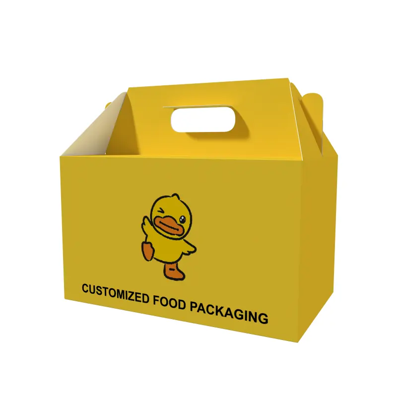 Custom Food Box With Handle Cookie Box Fried Chicken Packaging Bakery Cake Dougnut Boxes Gable Food Packaging