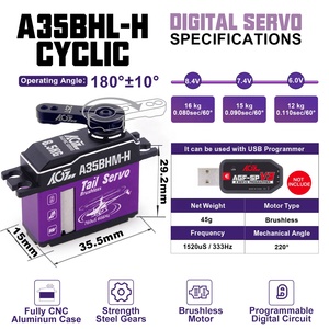 AGFRC A35BHL-H Cyclic 16kg High Torque 0.080sec Metal Gear Fast <strong>Speed</strong> Digital Brushless Mini Servo for RC Helicopter Aircrafts - Product Image 4