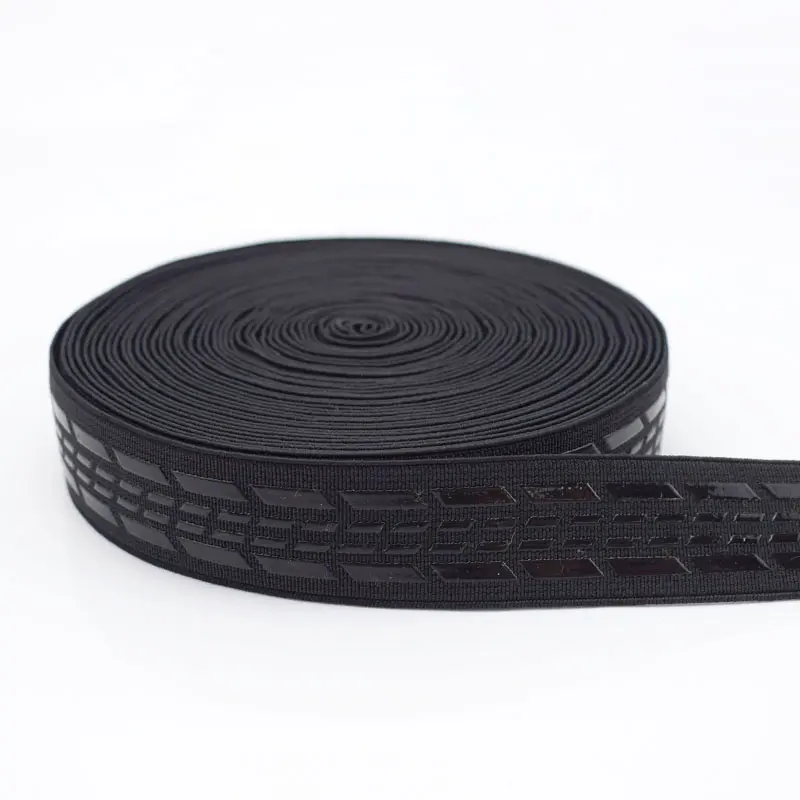 Meetee EB017 25mm Non-slip Silicone Black Elastic Band Sportswear Belt Elastic Webbing Sewing Material Polyester Elastic Tape