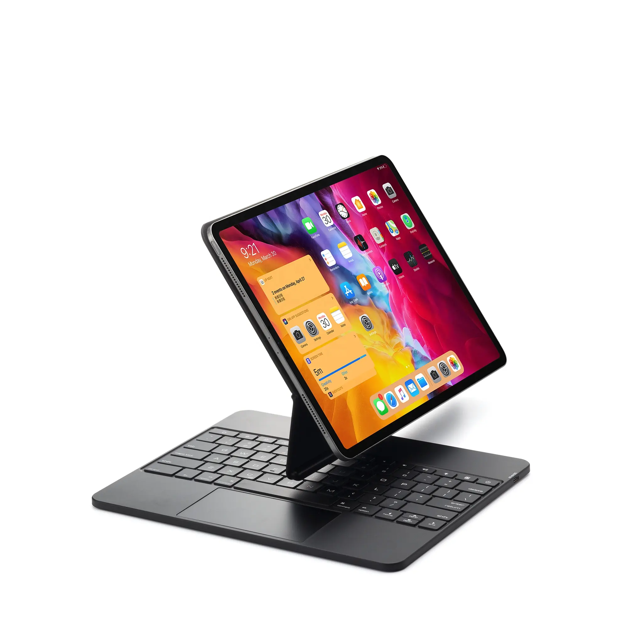 IPad Pro 12.9 인치 용 하이 퀄리티 트랙패드 백라이트 회전 매직 무선 키보드 케이스