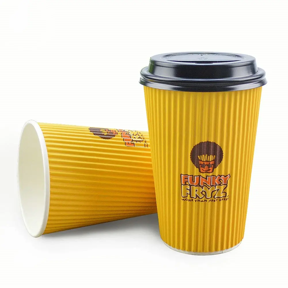 Conception personnalisée double paroi ondulation papier tasse papier chaud tasses à café