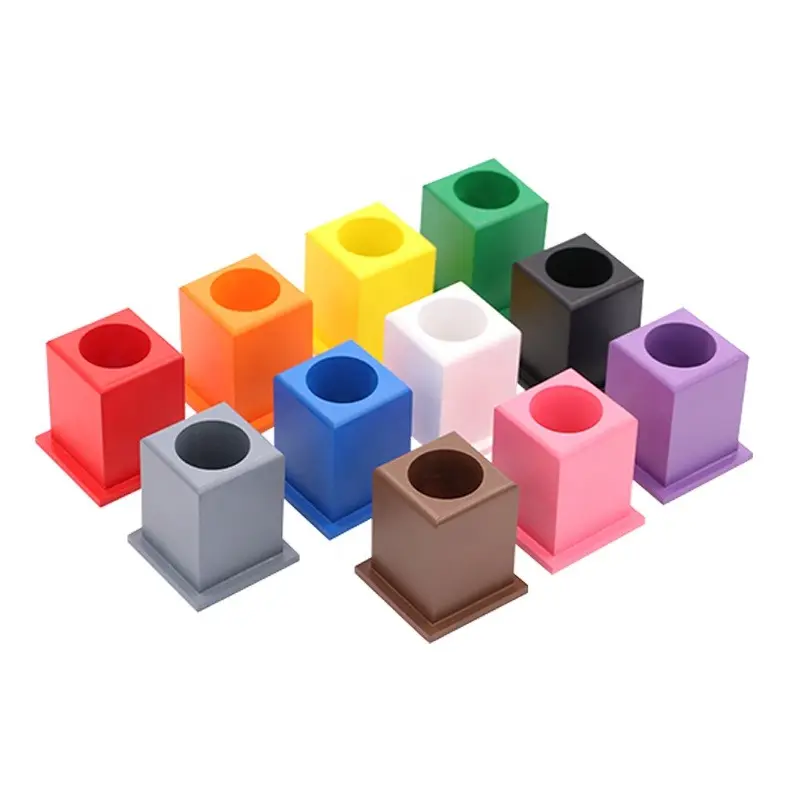 Ontessori-Juego de 11 portalápices de colores, juguetes educativos de madera para la escuela