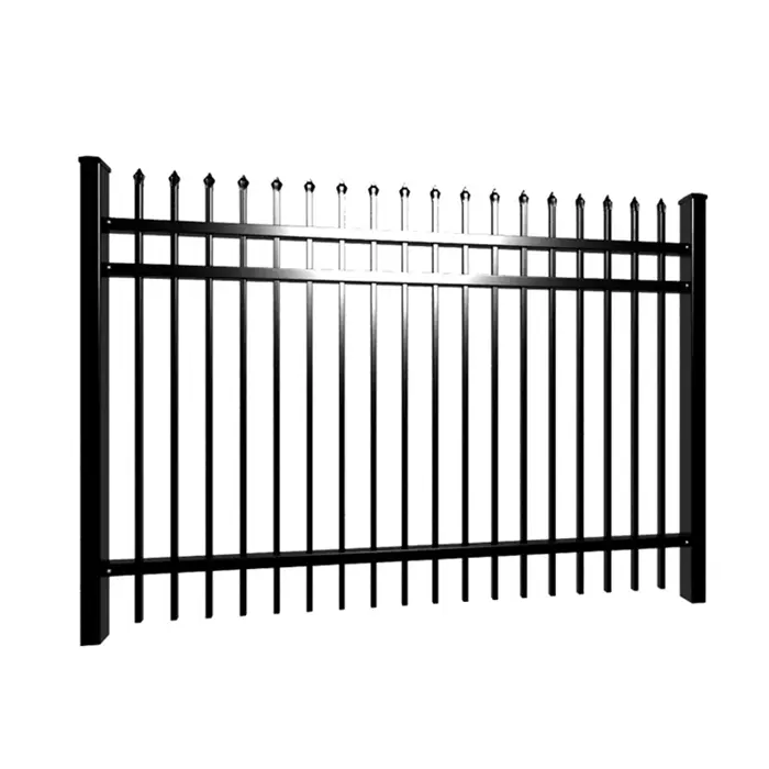 السياج المصنوع من الفولاذ الزخرفي الأكثر مبيعًا/ميزته الرئيسية هي قمة الرمح التي تساعد على بناء جدار أمان عالي