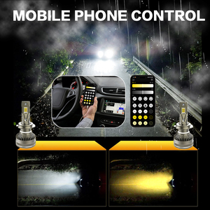ハイビーム130ワットH4 LEDヘッドライトデュアルカラーLEDアプリコントロールLED車用 - Product Image 3