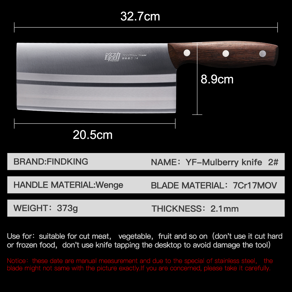 Wholesale Stainless Steel Cleaver Butcher Bone Cutter Knife 7Cr17MOV Mulberry Knife Kitchen  Meat Vegetable Cleaver Knives