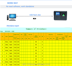 Standalone <strong>Excel</strong> Report Salary Calculation Fingerprint Time Recorder A6 - Product Image 2