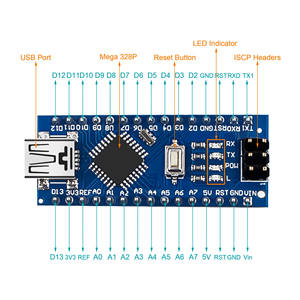 Nano 3.0 ATmega328P 5V16MhzコントローラーボードCH340USBドライバーMINIUSB Nano V3.0、Arduinoと互換性のあるケーブル付き - Product Image 3