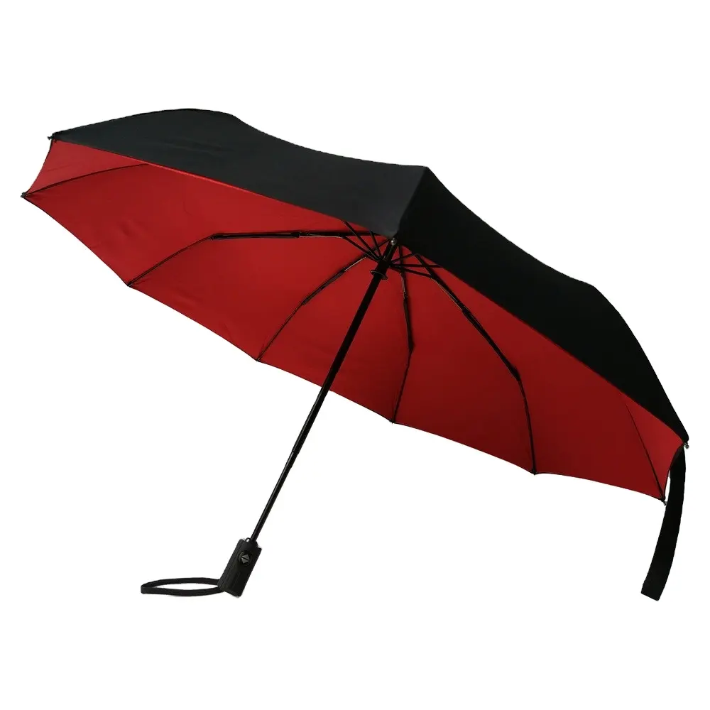 Easy Touch Umbrella DuPont Travel Umbrella, Black and Red Double Cloth Umbrella PFAS Free