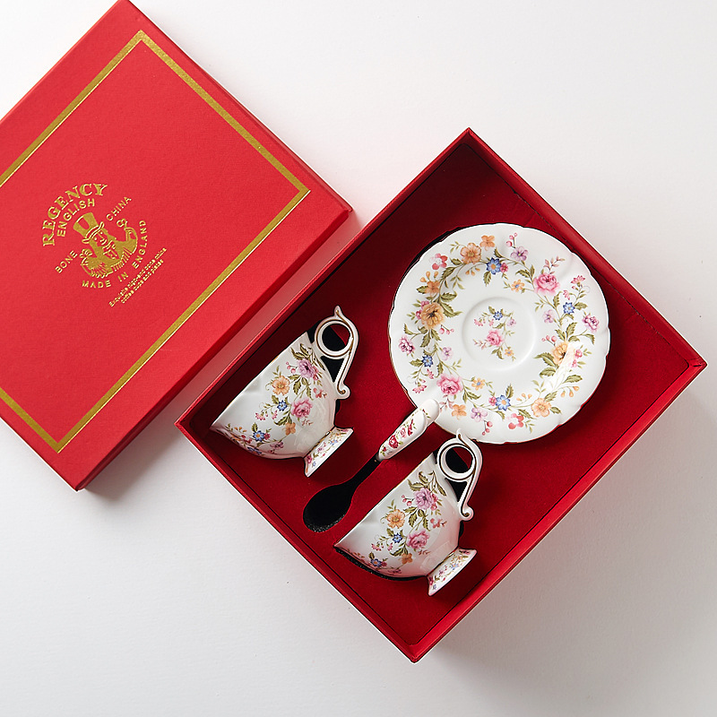 Flowers Like Brocade 2 Cup Dish Gift Box
