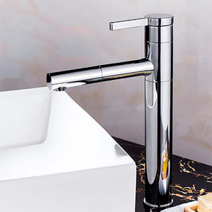 家用浴室用黄铜拉出式冷热水龙头、现代简单脸盆和水槽 - Product Image 4