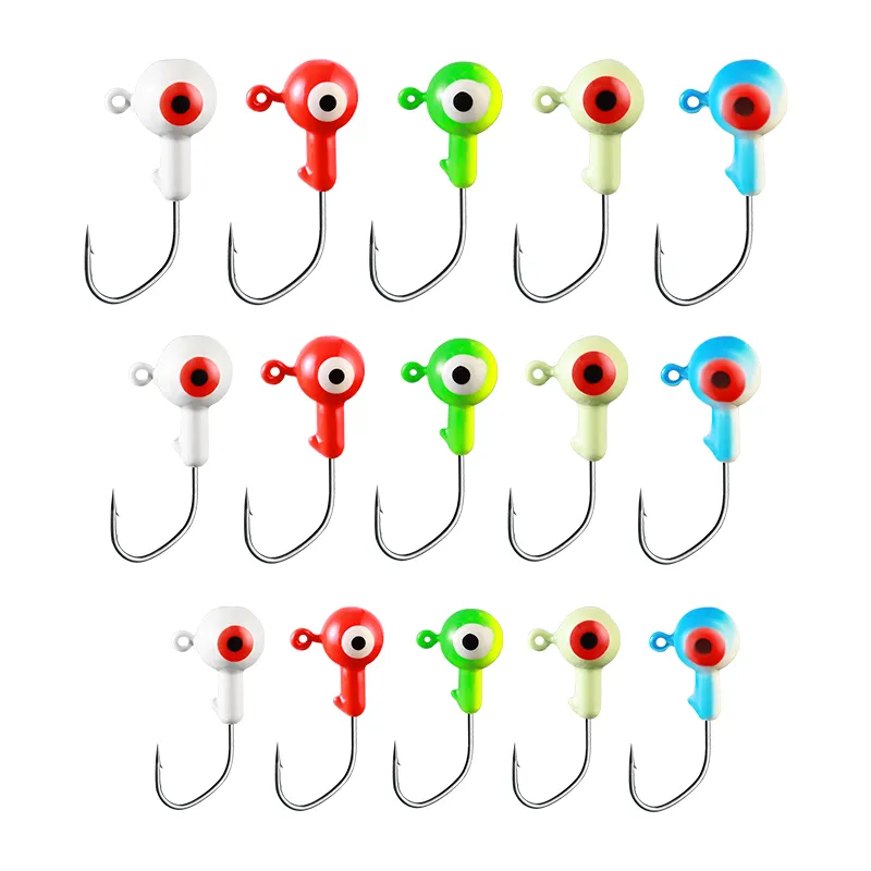 1/32oz,1/16oz,1/8oz,3/16oz Saltwater Glowing Strike King Marabou Crappie Jig Head with Lazer Sharp Sickle Hook Fishing Jigs Hook