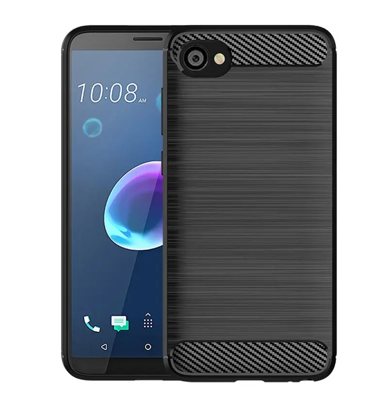 HTC Desire 12 için artı/U12 yaşam/OneX2/U11 gözler/Exodus1 koruma hibrid silikon yumuşak TPU karbon Fiber cep telefonu kılıfı kapak