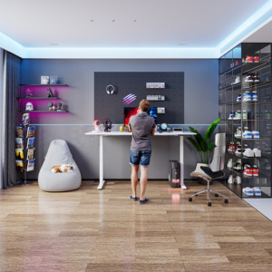 博标现代高品质定制家用站立式办公桌，简易电动可调电脑桌 - Product Image 6