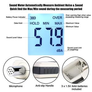 Medidor de nivel de sonido Digital, sonómetro, frecuencia de sonido profesional, Sensor inteligente, Monitor Decibel, 30 ~ 130 dBA - Product Image 4