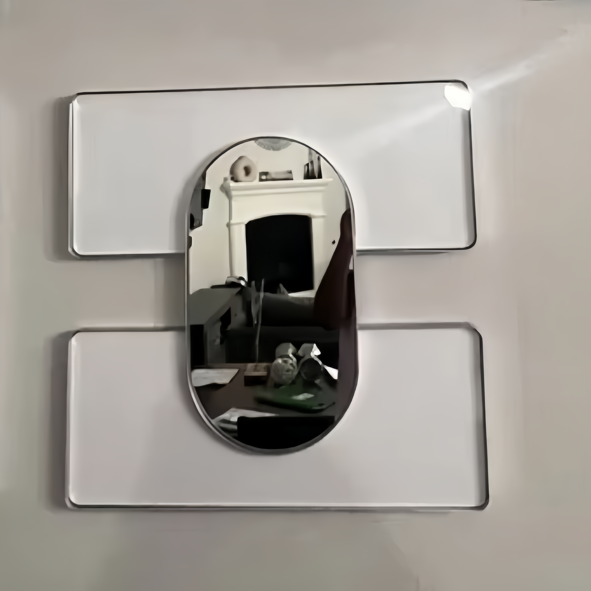 SILVER FRAME WHITE ACRYLIC AND SILVER CENTER MIRROR FUDA790-40