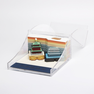 Bloc de notas adhesivas, campana creativa, torre de tambor, calendario semanal, bloque de papel, casa del árbol, Bloc de notas 3D, Cubo de notas con caja de regalo al por menor