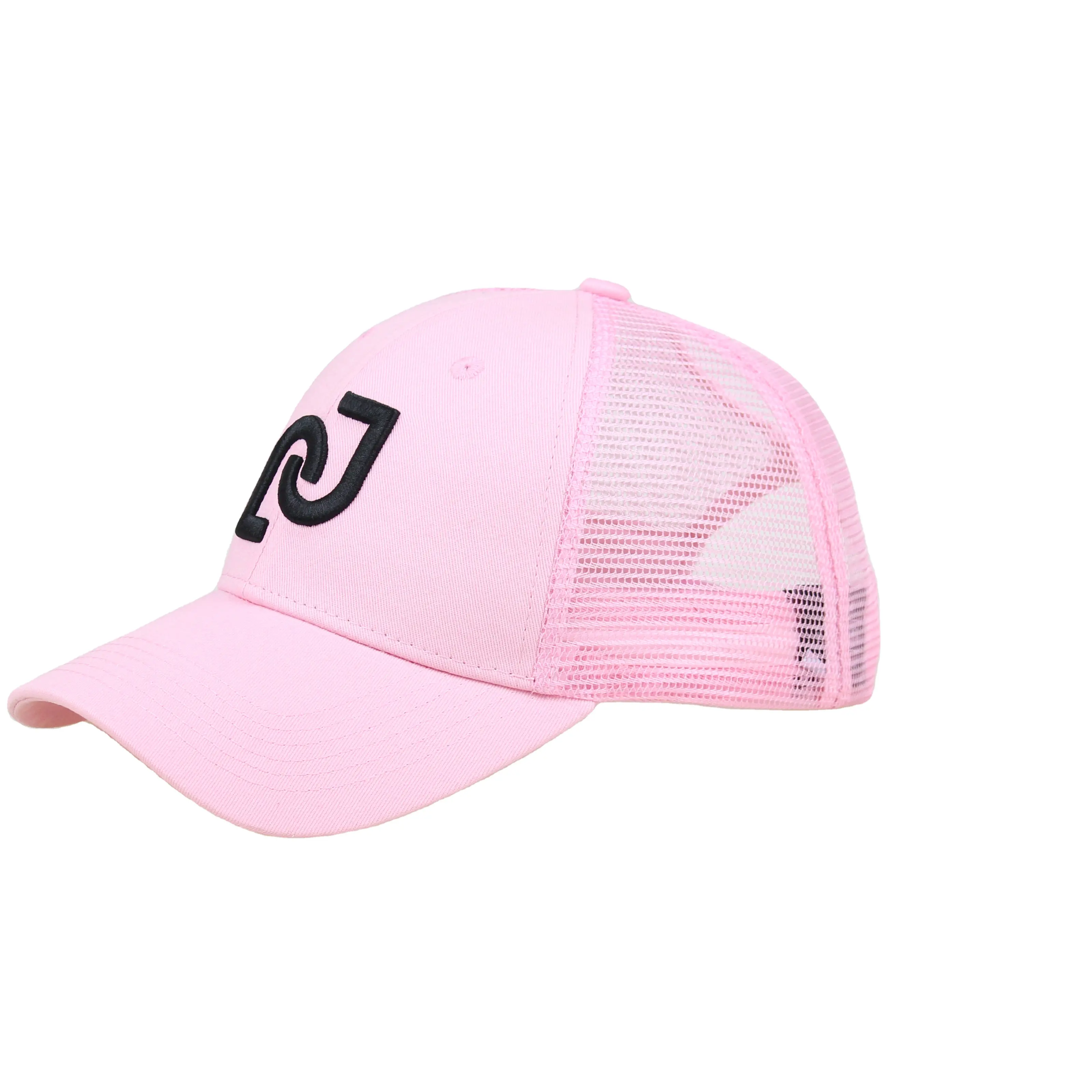 Logotipo personalizado rosa de moda las mujeres deporte gorra de béisbol con cola de caballo agujero de cola de caballo tapa